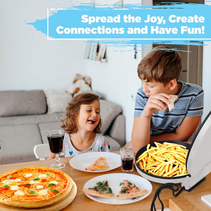 COURANT Pizza Maker 12-inch Pizzas Machine, Newly improved Cool-touch Handle Non-Stick plates Pizza oven & Calzone Maker, Electric Countertop Oven for Home or School, 12” Indoor Grill/Griddle, Gray - Image 4